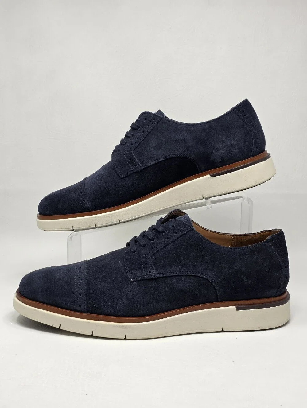 Allen Edmonds Caleb Hybrid Navy Blue Cap Toe Derby Oxford Dress Shoes Mens 9.5 D